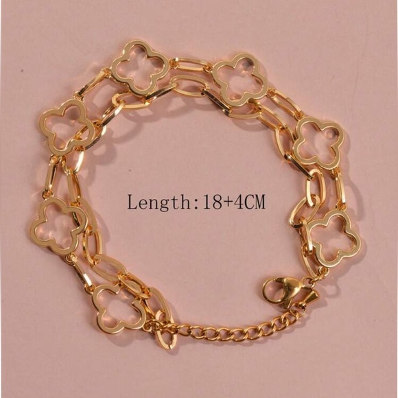 Alhambra Gold Floral Bracelet Set with Crystal Accents – Luxe Inspired - Picture 5 of 5